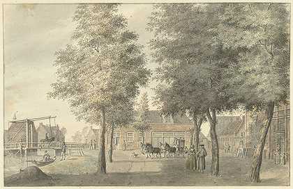 Zuilen村的广场`Plein in het dorp Zuilen (1757 ~ 1822) by Hermanus Petrus Schouten