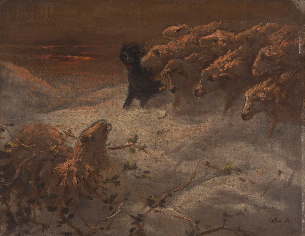 绵羊`Moutons (19th century) by August Schenck