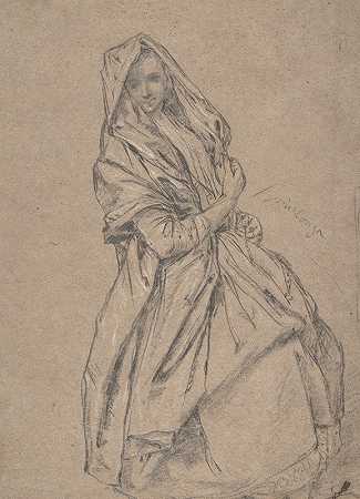 坐着的女人的研究`Study of a Seated Woman (1702–85) by Pietro Longhi