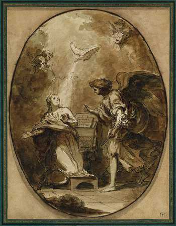 公告`The Annunciation (1735–87) by Pietro Melchiorre Ferrari