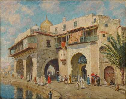 海军上将阿尔及尔港s宫`The Admirals Palace, Algiers Harbor by Addison Thomas Millar