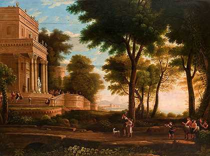 具有古典结构的景观`Landscape with a Classical Structure (1821) by Jan Wolański