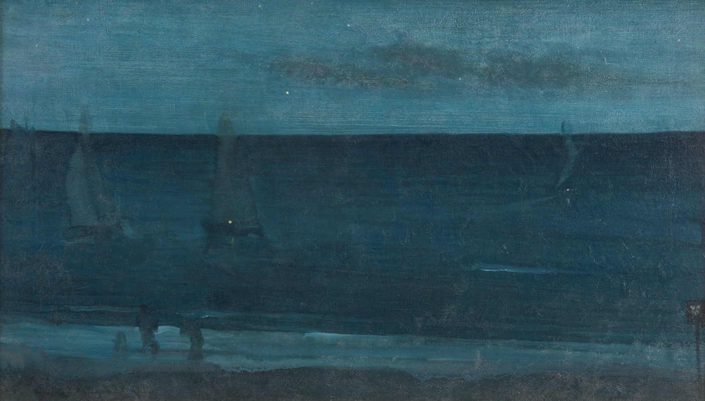 夜曲蓝色和银色波格纳`Nocturne; Blue and Silver–Bognor (1871~1876) by James Abbott McNeill Whistler