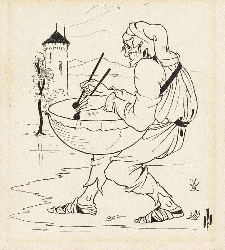 鼓手`Man with Drum (c. 1893) by Aubrey Vincent Beardsley