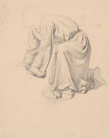 研究亚利马太的约瑟的长袍到绘画安葬`Study of robes of Joseph of Arimathea to the painting Entombment (1850) by Józef Simmler