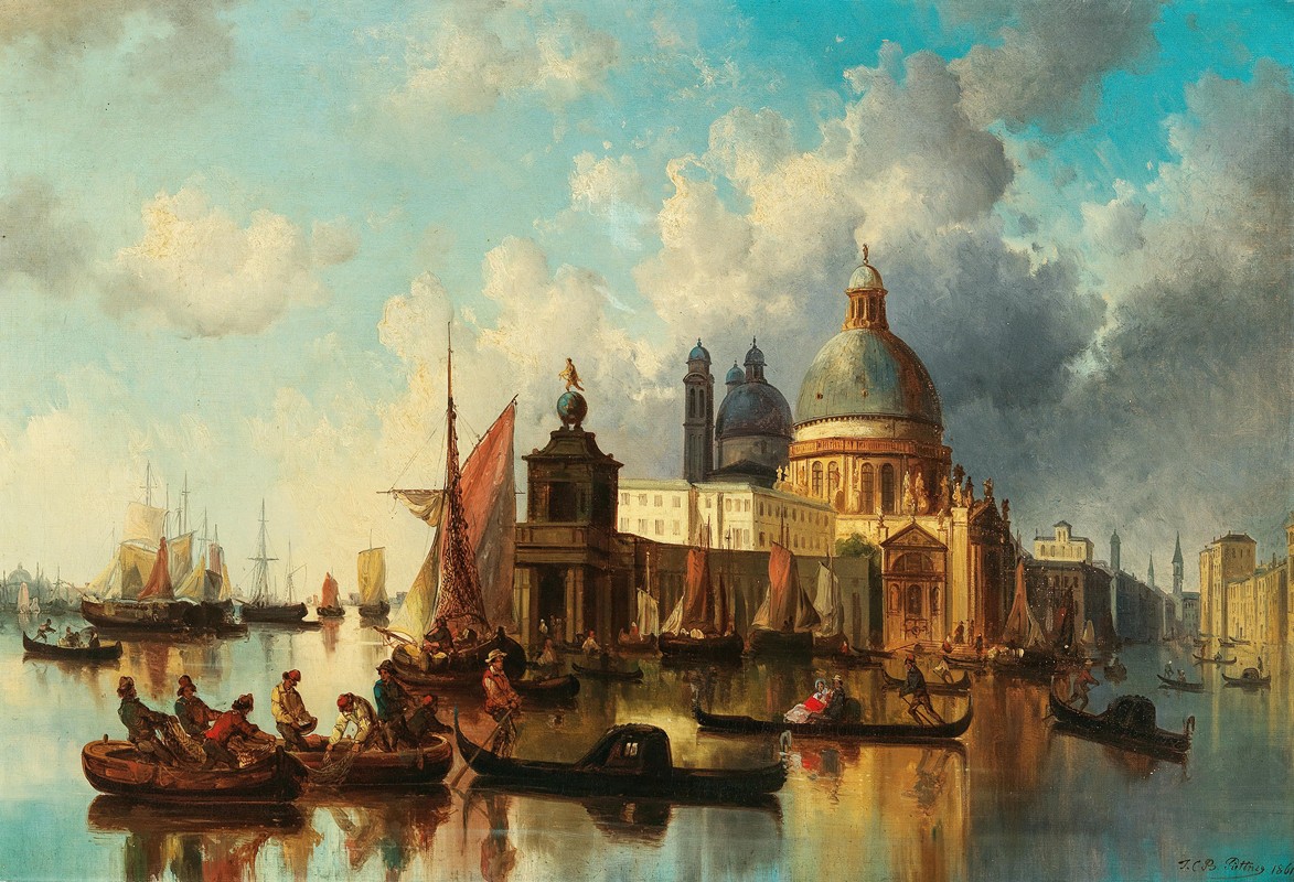 威尼斯圣玛丽亚德拉敬礼`Venice, Santa Maria della Salute (1861) by Josef Carl Berthold Püttner