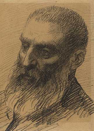 一个男人的头朝左`Head of a Man Facing Left by Alphonse Legros