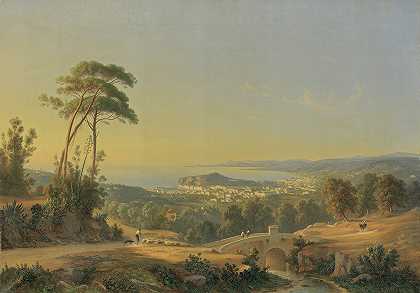 波佐利湾风景`View To The Bay Of Pozzuoli (1879) by Johann-Rudolph Bühlmann