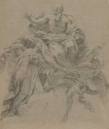 与天父和天使的完美结合`The Immaculate Conception with God the Father and Angels (1739) by Francesco Mancini