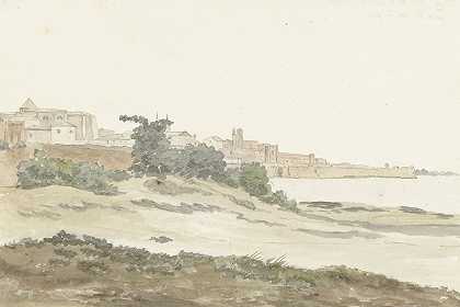 位于海岸的巴莱塔景观`Gezicht op Barletta gelegen aan de kust (1778) by Abraham-Louis-Rodolphe Ducros