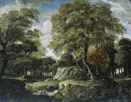 林中风景`View in the Woods (1660 ~ 1690) by Jan van der Heyden