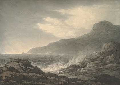 贫瘠的海岸和轻微的风暴`Barren Coast and Slight Storm (1794) by John Glover