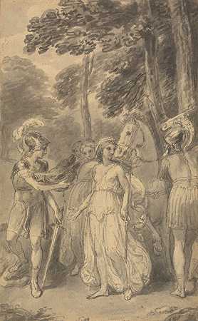 费内隆和的六幅插图之一s尤利西斯之子泰勒马科斯历险记`One of Six Illustrations to Fenelons The Adventures of Telemachus son of Ulysses (ca. 1784) by Thomas Stothard