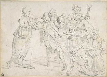 家庭狂欢`A Family Carousing (17th century) by David Teniers The Younger