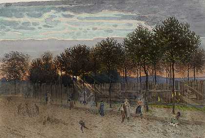 大蒙特鲁日拉卡纳尔街景色`Vue de la rue Lakanal au Grand Montrouge (1895) by Félix Brard
