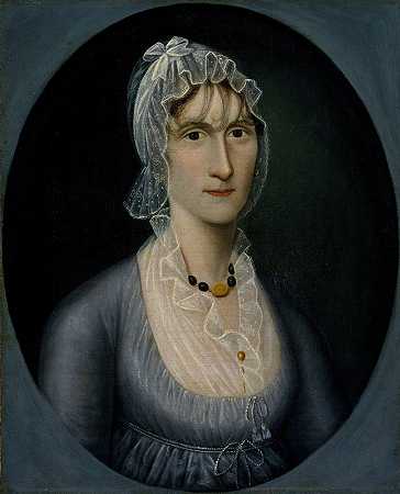 芭芭拉·贝克·墨菲夫人的肖像（船长的妻子）`Portrait of Mrs. Barbara Baker Murphy (Wife of Sea Captain) by Joshua Johnson