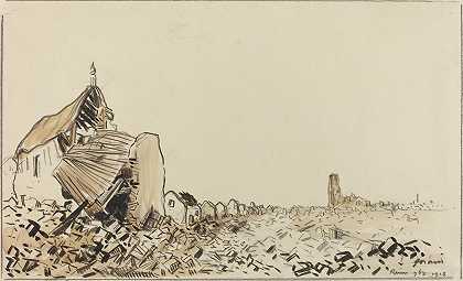 兰斯9bre 1918`Reims 9bre 1918 (probably 1918) by Jean-Louis Forain