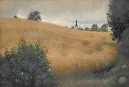 斯万宁附近的一块黑麦田`A Rye Field near Svanninge (1886 ~ 1887) by Fritz Syberg