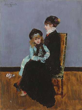 优雅母亲和女儿`Lelegance; Mère et fille (1879) by Norbert Goeneutte