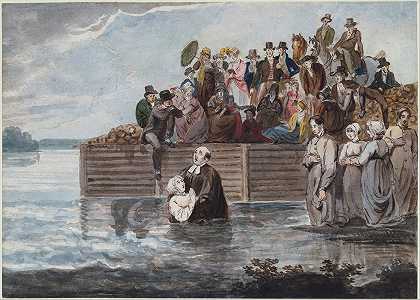 费城的再洗礼者在暴风雨中浸没`A Philadelphia Anabaptist Immersion during a Storm (1811–ca. 1813) by Pavel Petrovich Svinin