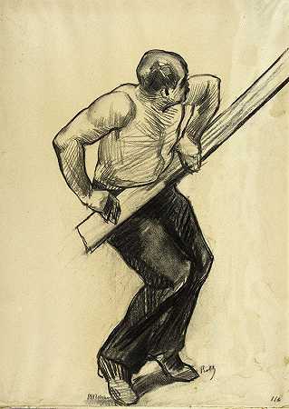 工作中的男人`Homme au travail (1885) by Alfred Philippe Roll