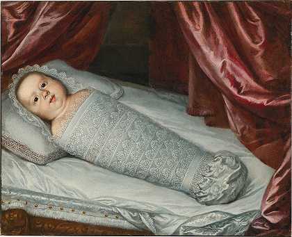 穿着襁褓的婴儿科西莫·德梅迪奇的画像`Portrait Of The Infant Cosimo Iii De’ Medici In Swaddling Clothes by Justus Sustermans