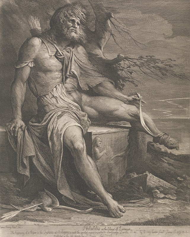 莱姆诺斯岛上的菲罗克泰特斯`Philoctetes in the Island of Lemnos (1777) by James Barry