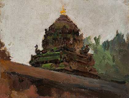 马德拉斯的古庙。从印度之旅`Old temple in Madras. From the journey to India (1907) by Jan Ciągliński