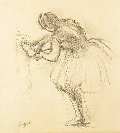 芭蕾舞演员`Balleteuse (Ballet Dancer) (1885~1890) by Edgar Degas