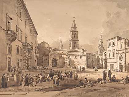 安德里亚（巴里）的主广场`The Main Square in Andria (Bari) (1803–94) by Achille Vianelli