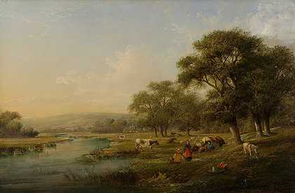 田园风光`Pastoral Scene (19th Century) by English School