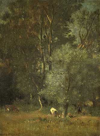 林中风景`View in the Woods (1840 ~ 1889) by Jules Dupré