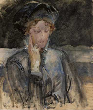 玛丽亚·巴洛瓦肖像`Portrait of Maria Balowa (1907) by Jacek Malczewski