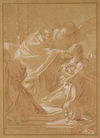 圣玛丽抹大拉最后一次圣餐，在贝内代托·卢蒂之后`The Last Communion of St. Mary Magdalen, after Benedetto Luti (ca. 1761–64) by Louis Durameau