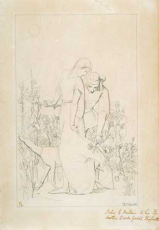 恋人`Lovers by a Rosebush (1848) by a Rosebush by Sir John Everett Millais