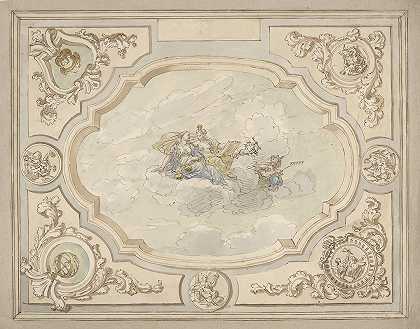 一幅寓言真理与正义的天花板画的设计`Ontwerp voor een plafondschildering met allegorie op de Waarheid en Gerechtigheid (1677 ~ 1755) by Elias van Nijmegen