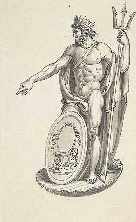 为海王星设计的椭圆形奖章`Design for Neptune with an Oval Medallion by Charles Percier
