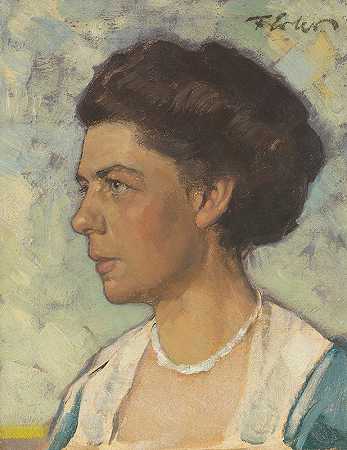 奥尔加·埃勒肖像`Bildnis von Olga Erler (Ca. 1905~1907) by Fritz Erler