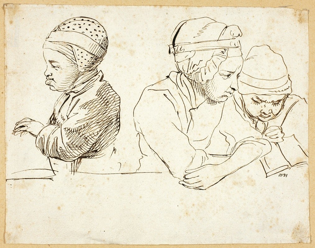 三个孩子`Three Children (18th century) by Daniel Nikolaus Chodowiecki