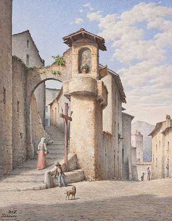 盖德和苏比亚科`Gade i Subiaco (1849 ~ 1899) by Harald Conrad Stilling