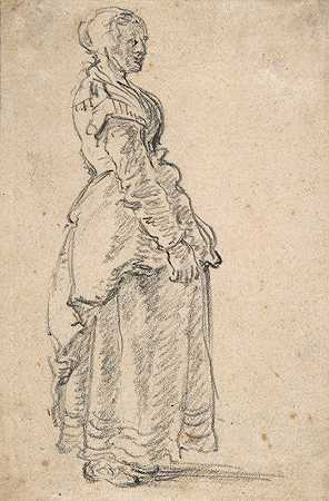 站着的女人`Standing Woman (early 17th–mid 17th century) by Jan van Goyen