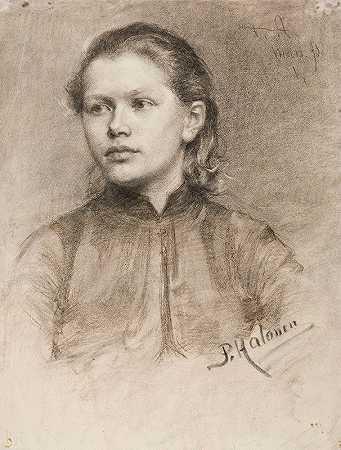 一位年轻女子的肖像`Portrait of a Young Woman (1890) by Pekka Halonen