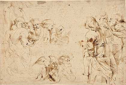 三组使徒在最后的晚餐`Three Groups of Apostles in a Last Supper (1600–1604) by Peter Paul Rubens