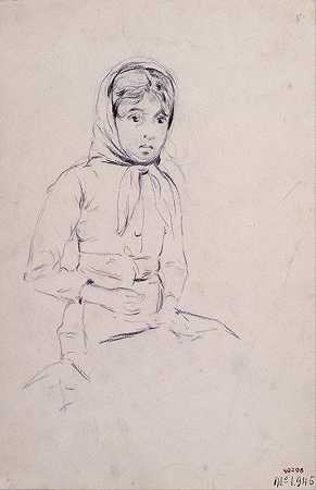 坐着的女孩`Seated Girl (circa 1883) by Santiago Rusiñol