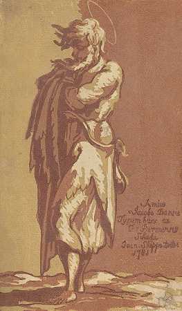 男圣徒站立，双臂交叉，面向左侧`Male Saint Standing, with Folded Arms, Facing to the Left (1781) by John Skippe