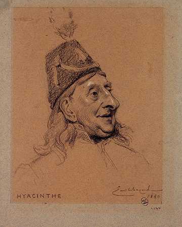 皇宫演员海辛特的肖像。`Portrait de Hyacinthe, acteur du Palais Royal. (1880) by Émile-Antoine Bayard