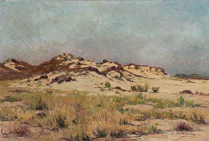 沙丘景观`Landscape with Sand Dunes (c. 1905) by Leon Delderenne