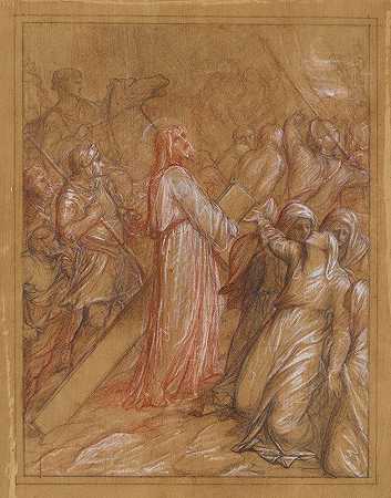 交叉路径研究耶稣遇见他的母亲`Etude pour un chemin de croix; Jésus rencontre sa mère (19th century) by Jean-François Brémond