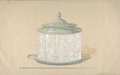 设计为带有银色底座和盖子的玻璃盒`Design for a Glass Box with a Silver Base and Cover (1820–65) by George Richards Elkington