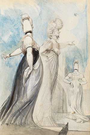 三个女人在散步`Three Women Promenading (1798~1800) by Henry Fuseli